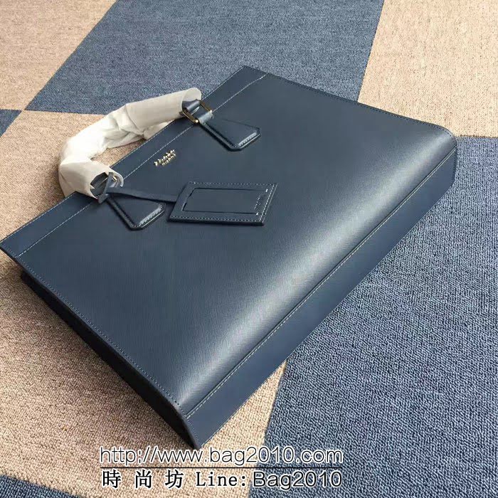 普拉達PRADA原單 最新款2VG014-1F藍色原版十字爆款男士商務手提包 PHY1286